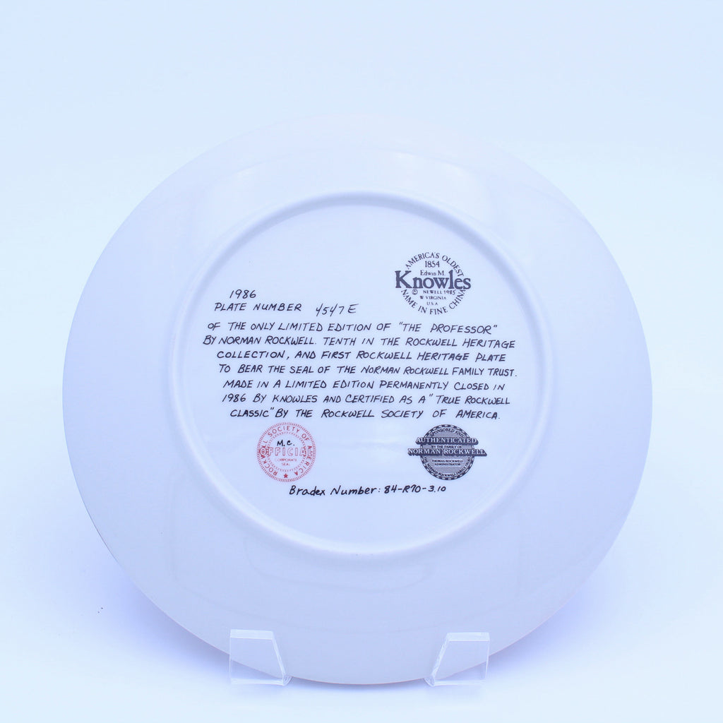 Norman Rockwell Plate – The Professor – Knowles Heritage – COA & Box – 1986