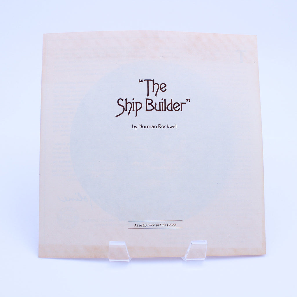 Norman Rockwell Plate – The Ship Builder – Knowles Heritage – COA & Box – 1980