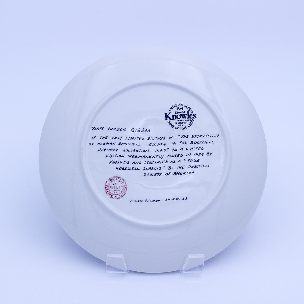 Norman Rockwell Plate – The Storyteller – Knowles Heritage – COA & Box – 1984