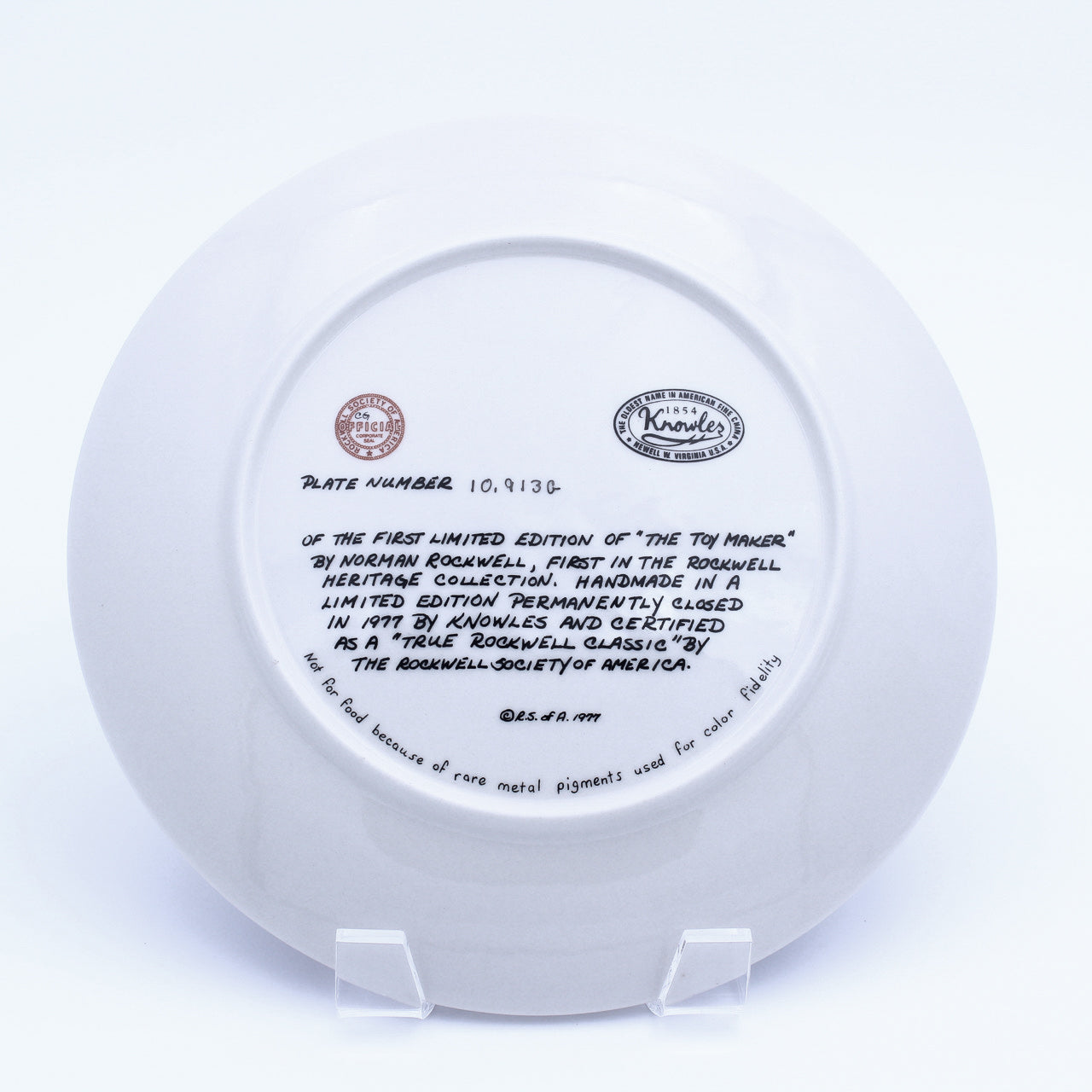 Norman Rockwell Plate – The Toy Maker – Knowles Heritage – Insert & Box – 1977