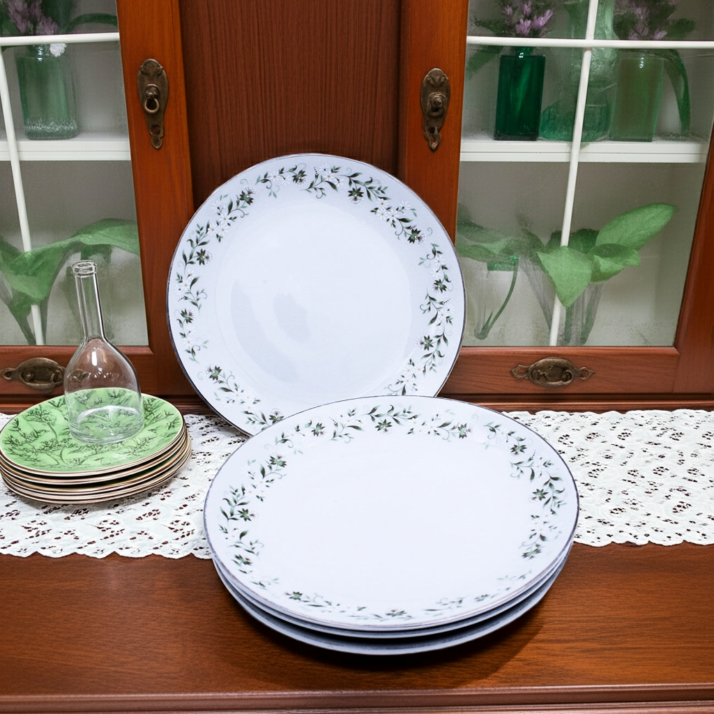 Mikasa Rambling Salad Plates Set of 4 – Platinum Rim, Discontinued