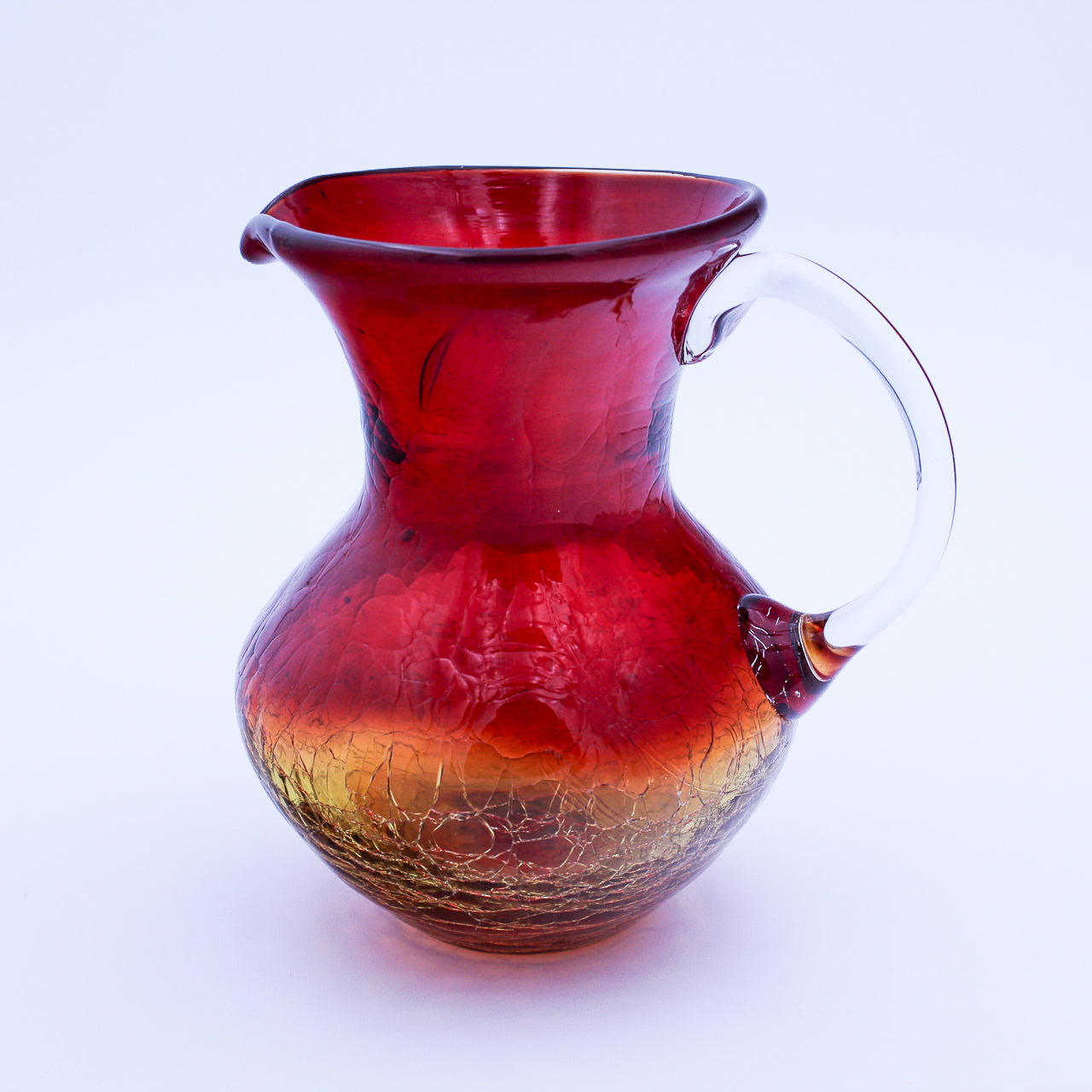 Lovely Amberina Small Pitcher with Amber Crackle Glass