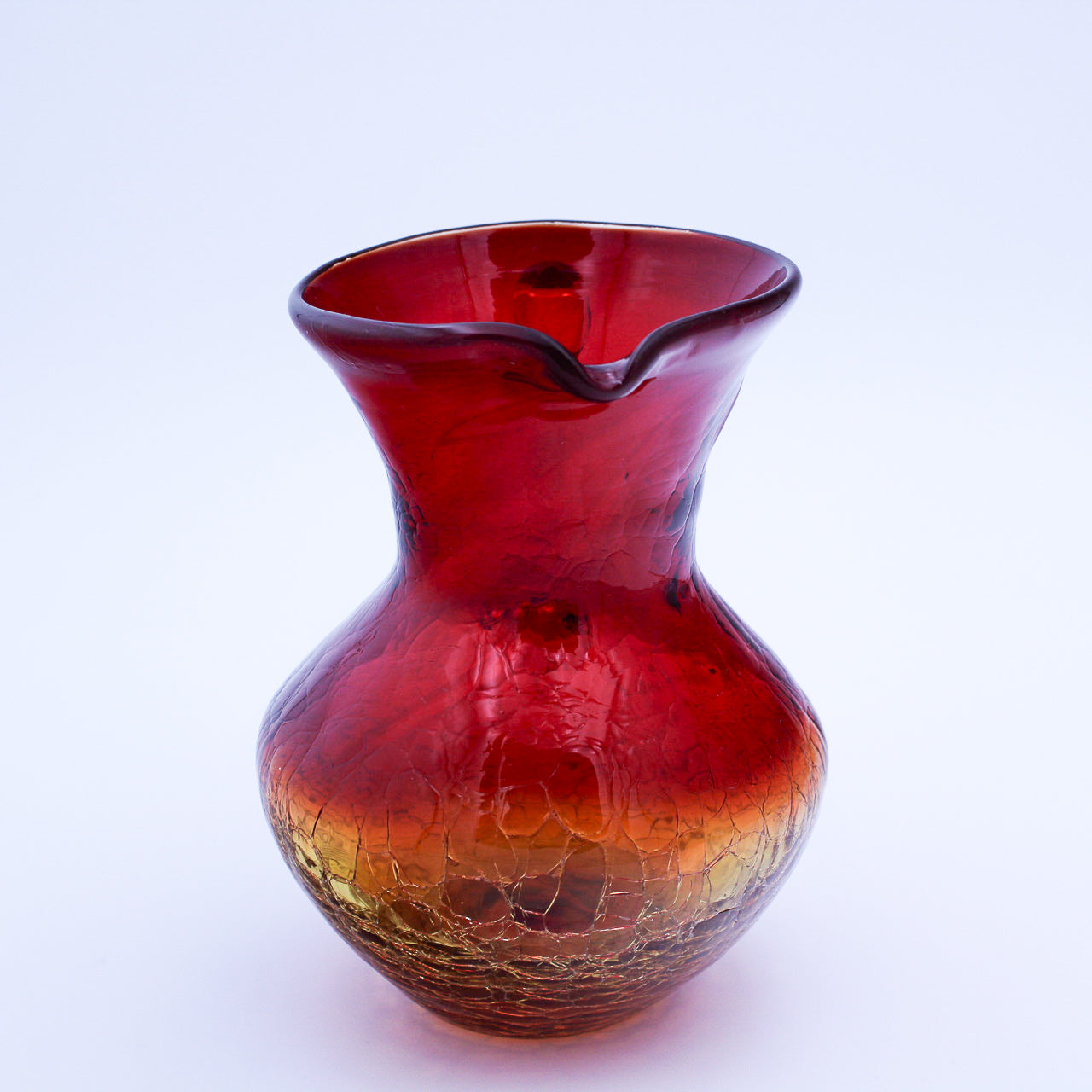 Lovely Amberina Small Pitcher with Amber Crackle Glass