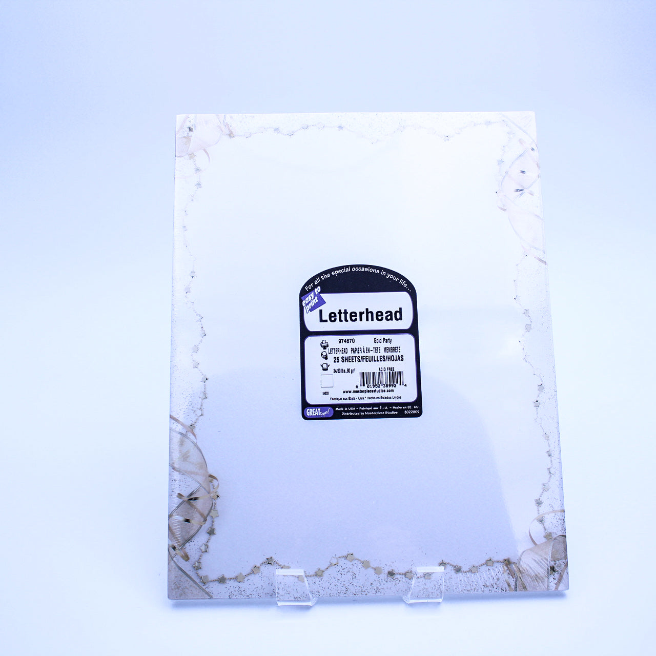 Gold Party Letterhead Paper 25 Sheets 8.5"x11" Premium