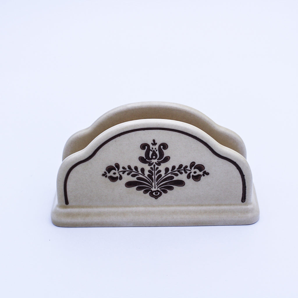 Pfaltzgraff Village Coffee Pot & Napkin Holder – Beige Floral Stoneware