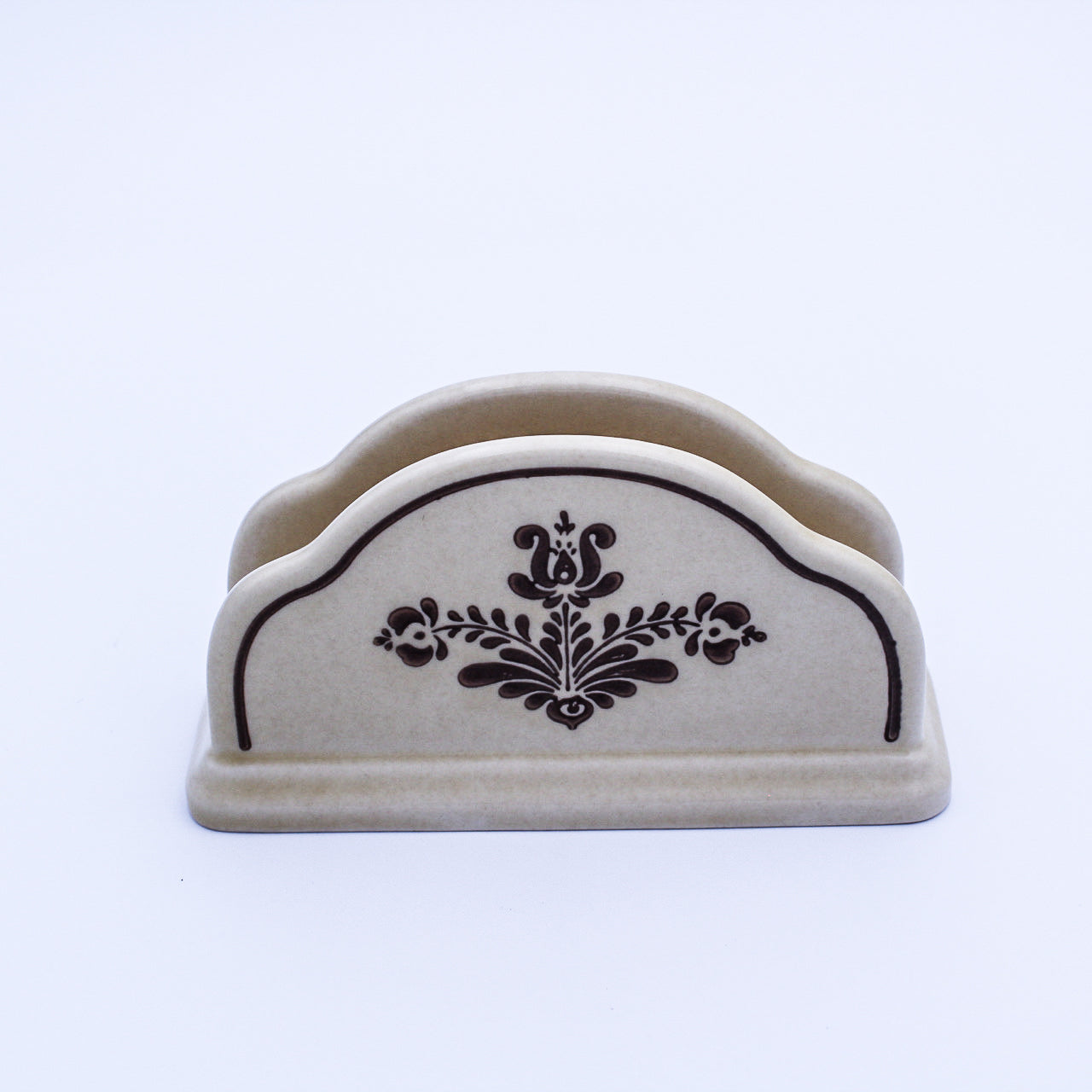 Pfaltzgraff Village Coffee Pot & Napkin Holder – Beige Floral Stoneware