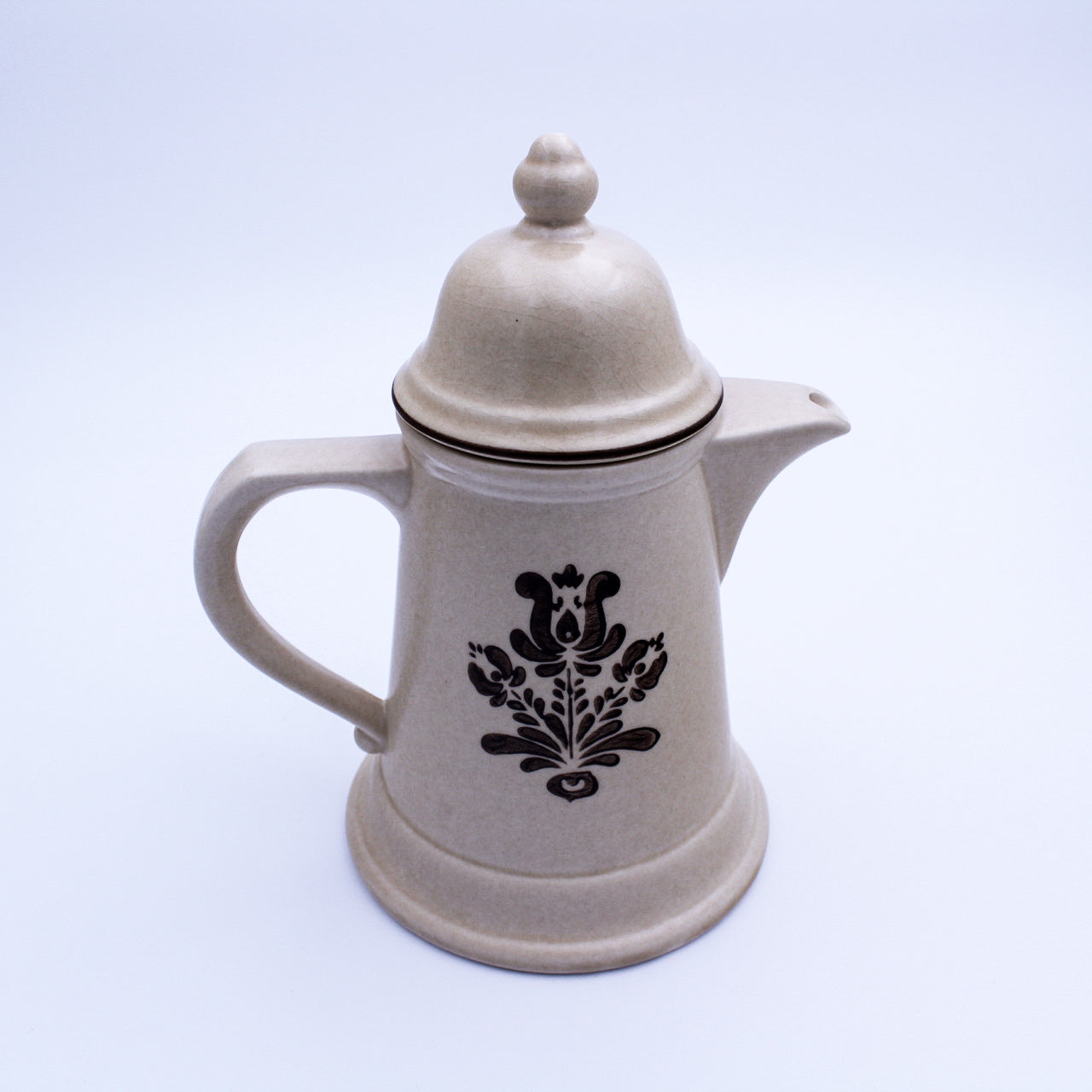 Pfaltzgraff Village Coffee Pot & Napkin Holder – Beige Floral Stoneware