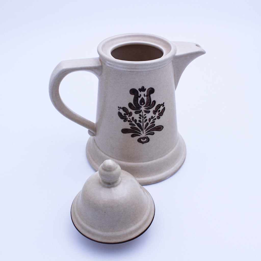 Pfaltzgraff Village Coffee Pot & Napkin Holder – Beige Floral Stoneware