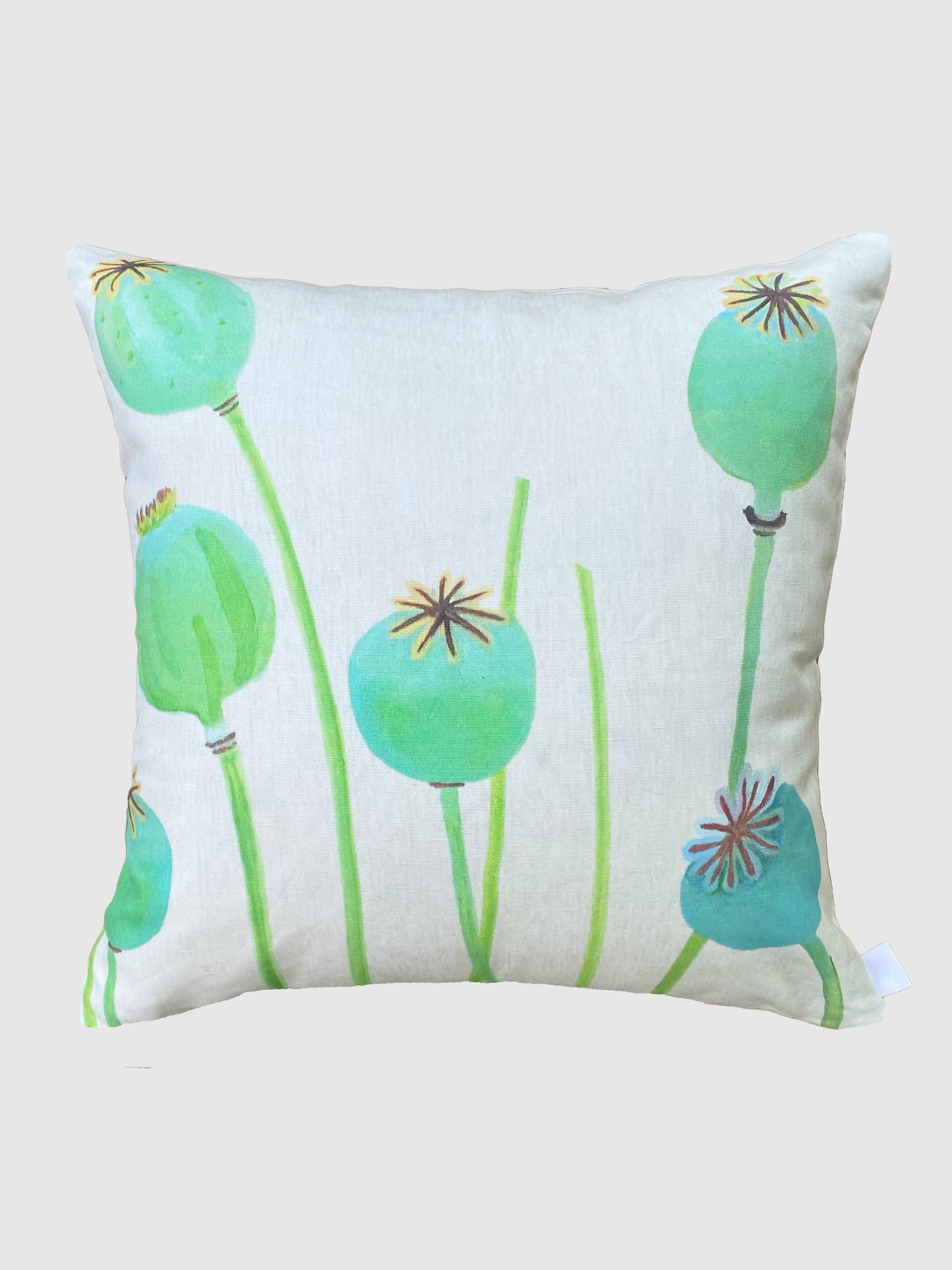 Throw Pillow: Poppy Pods on Ecru