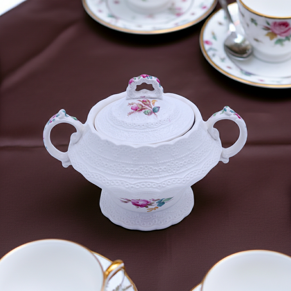 Spode Jewel Copeland Heath & Rose Sugar Bowl #70392 – Vintage China
