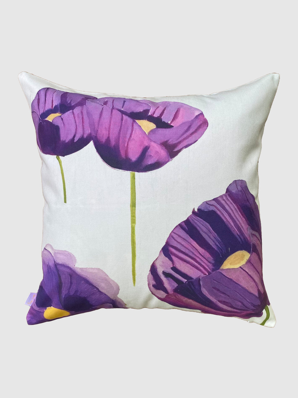 Throw Pillow: Purple Poppies on Snow