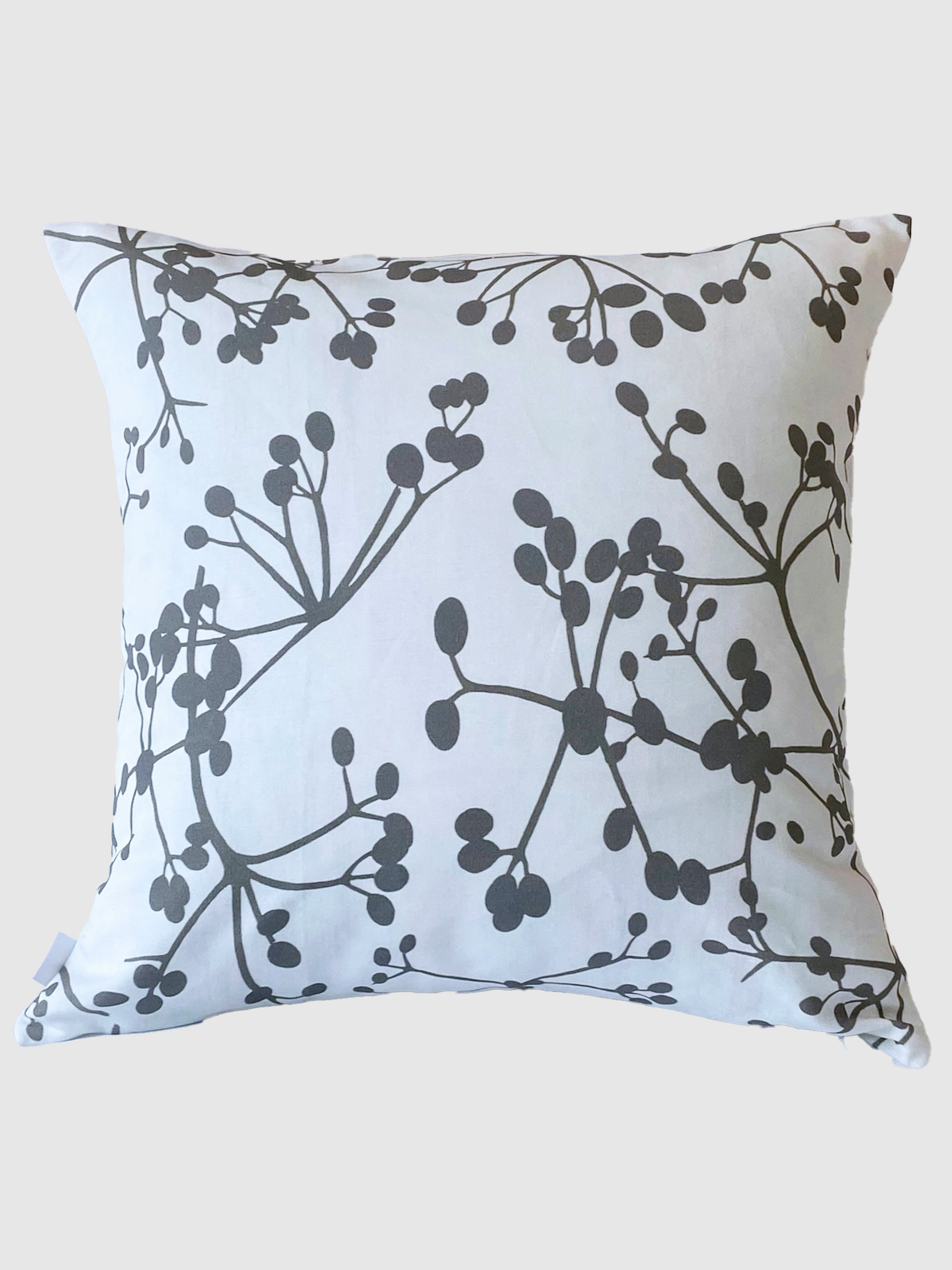 Throw Pillow: Grey Viburnum Berries on White