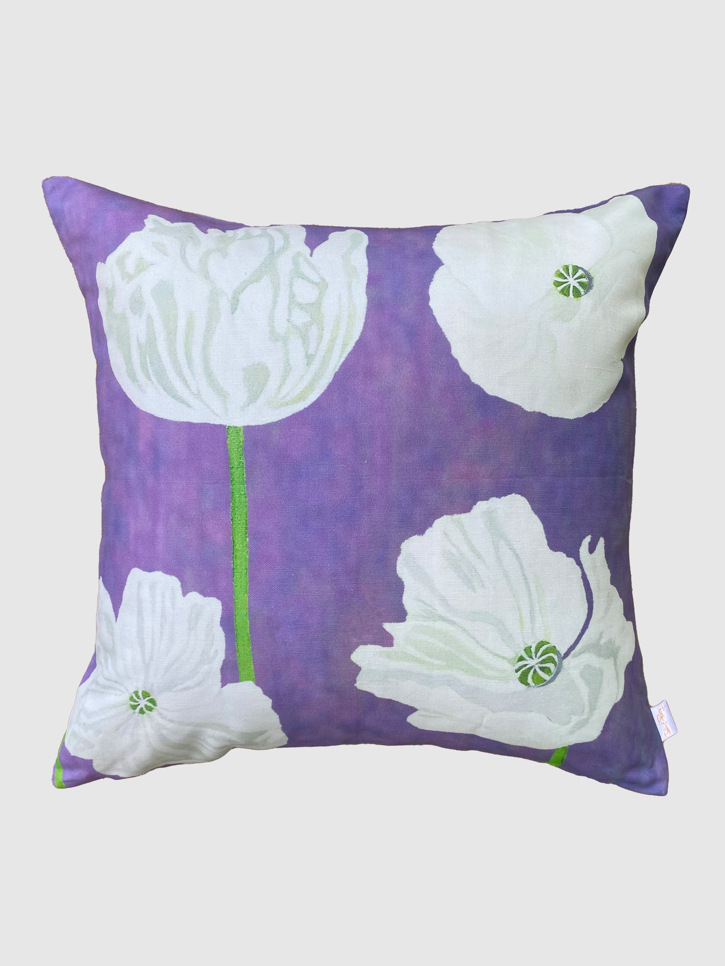 Throw Pillow: White Poppies on Violet