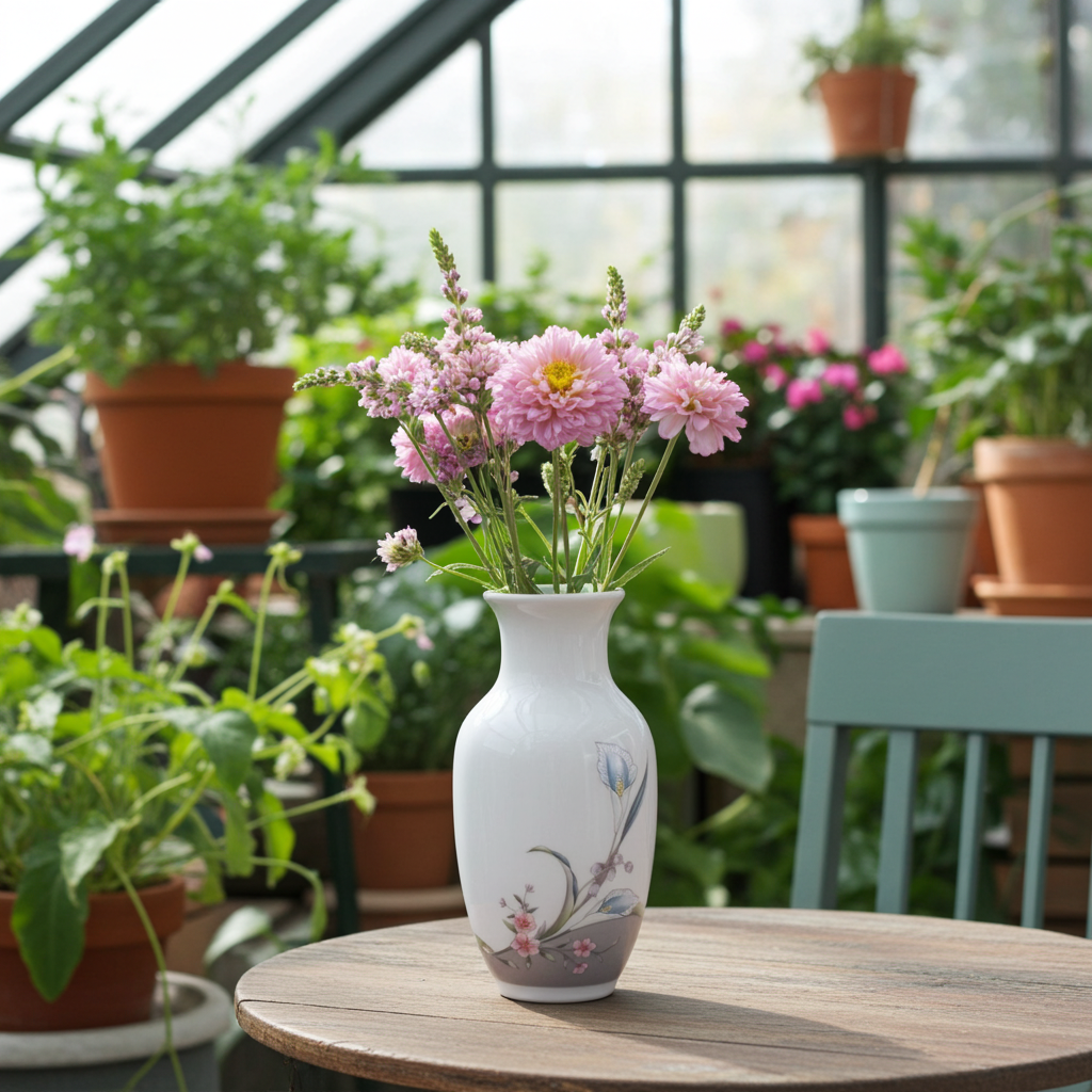 Vintage Russ Berrie Porcelain Bud Vase #5008 Japan 1970s, 5" Floral