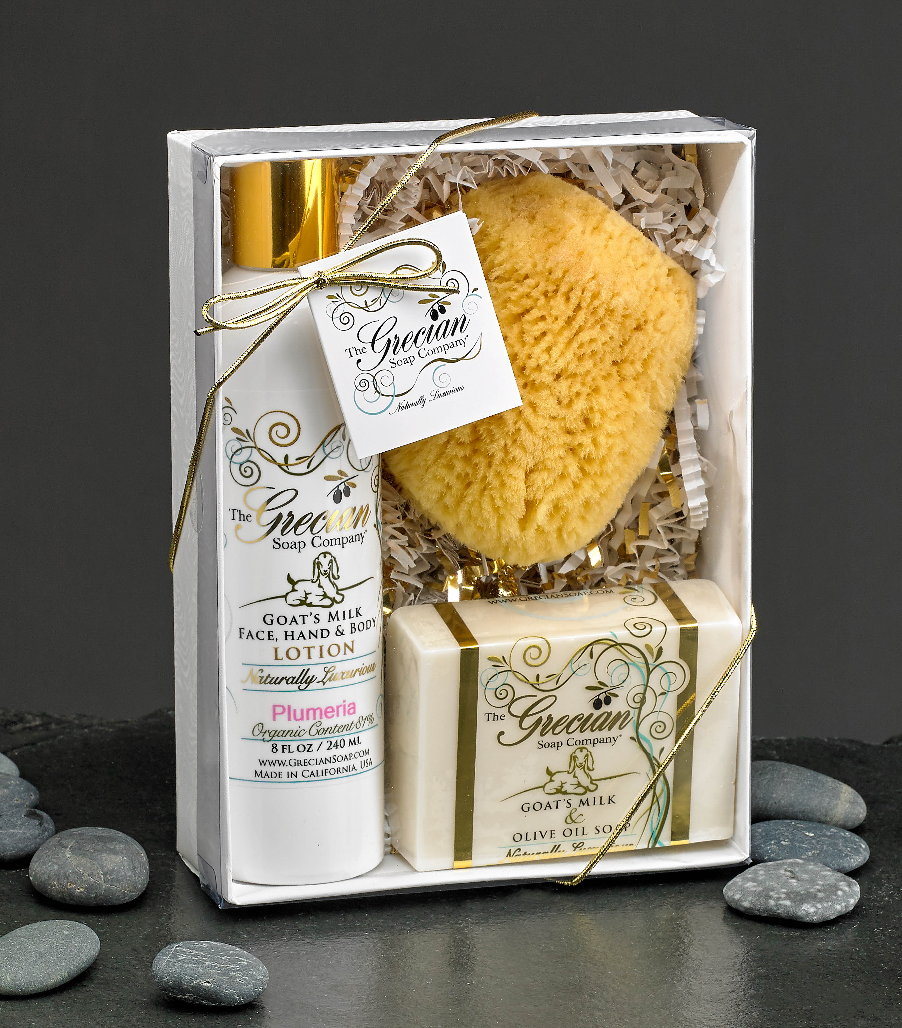 Lotion, Soap and Sponge Gift Box-Almond