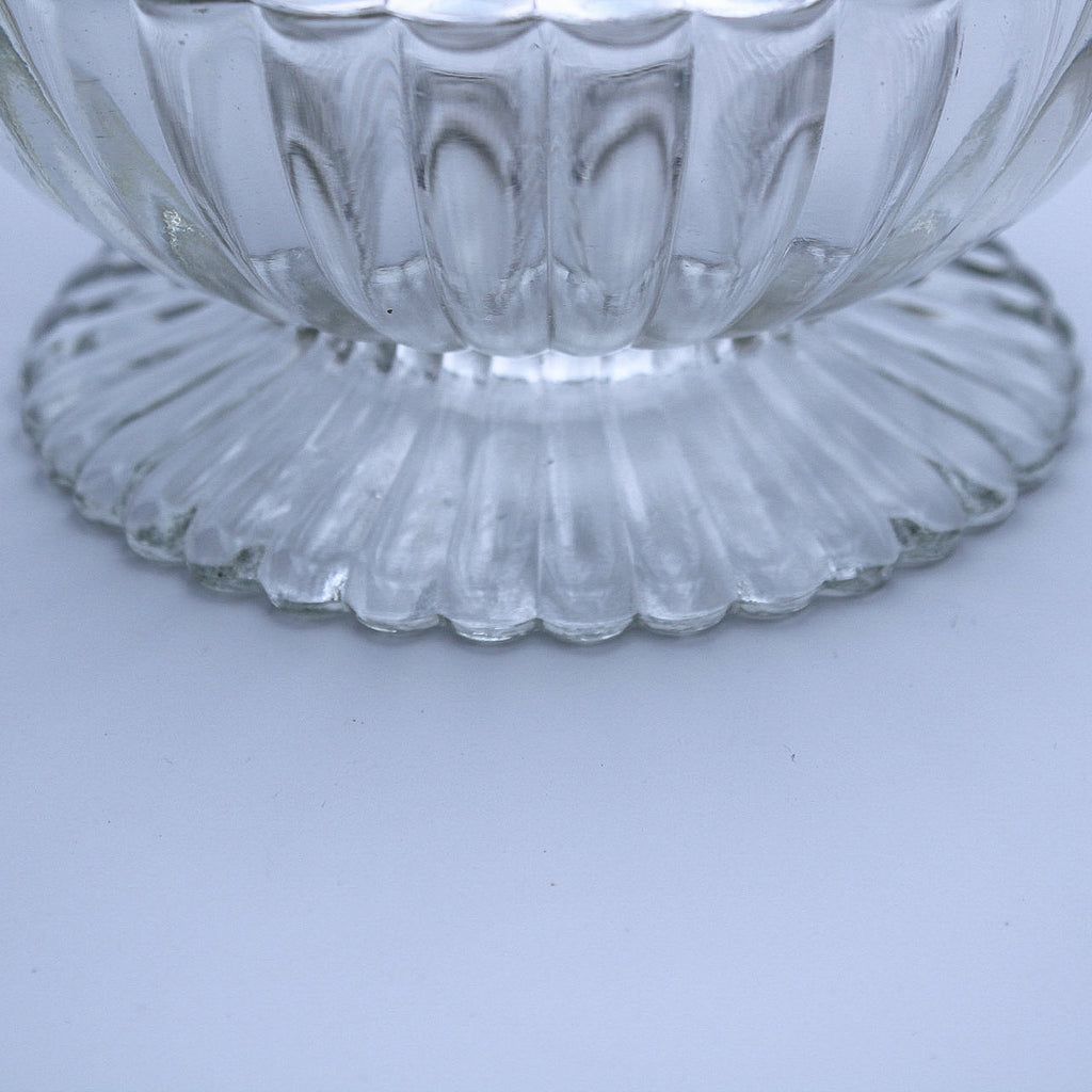 Vintage Jeanette Glass National Ribbed Footed Candy Dish w/ Lid