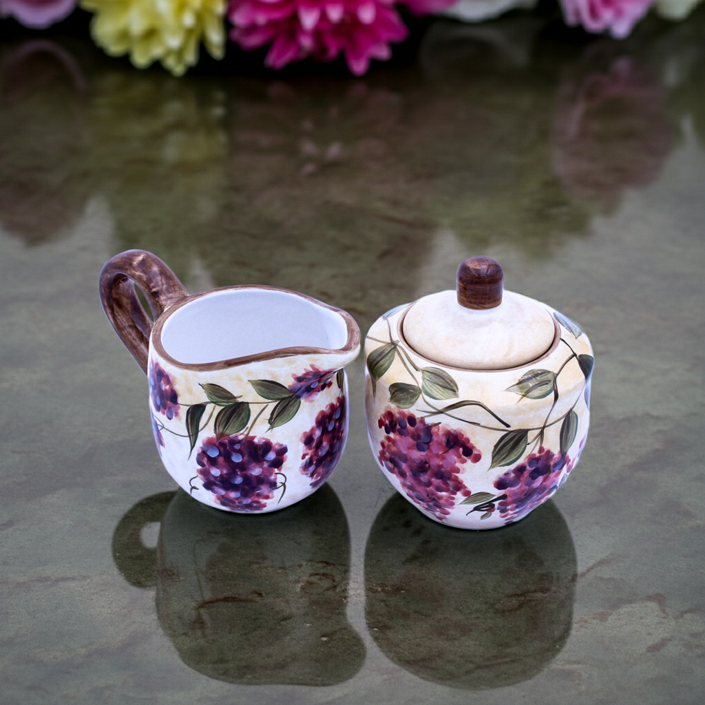 Wisteria Sugar Bowl & Creamer Set – Heritage Mint – Vintage Floral Elegance