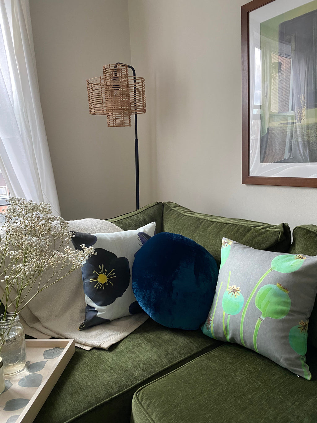 Throw Pillow: Black Hellebore on Snow