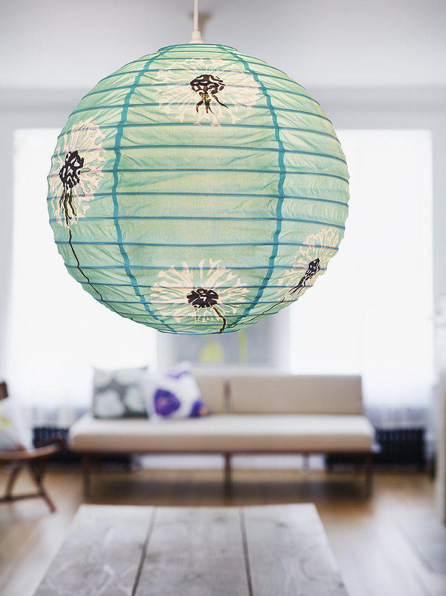 Lantern: Dandelions on Aqua