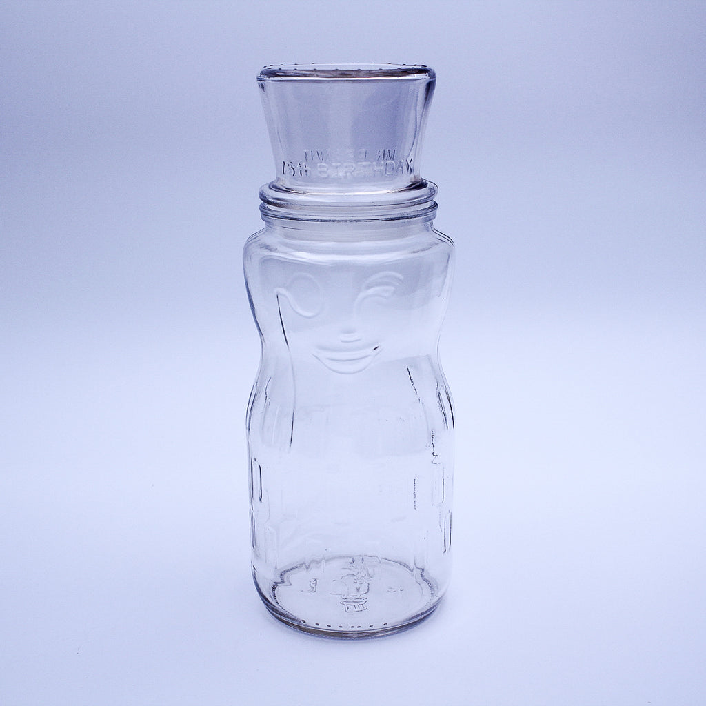 Vintage Planters Mr. Peanut 75th Anniversary Embossed Glass Jar w/Lid