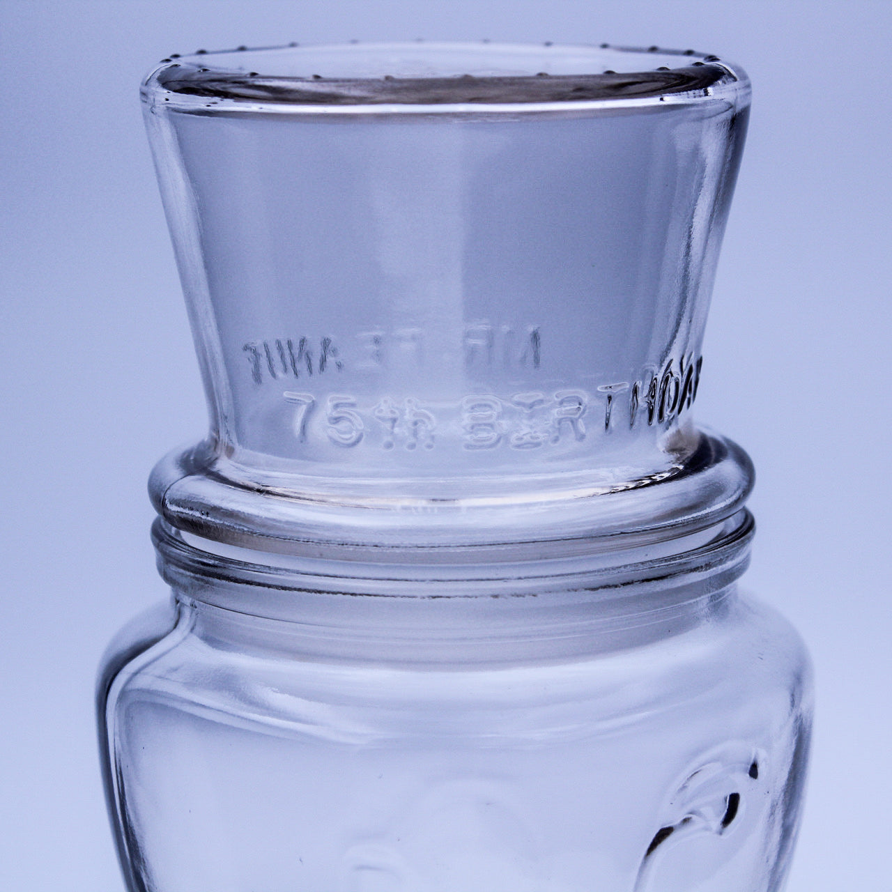 Vintage Planters Mr. Peanut 75th Anniversary Embossed Glass Jar w/Lid