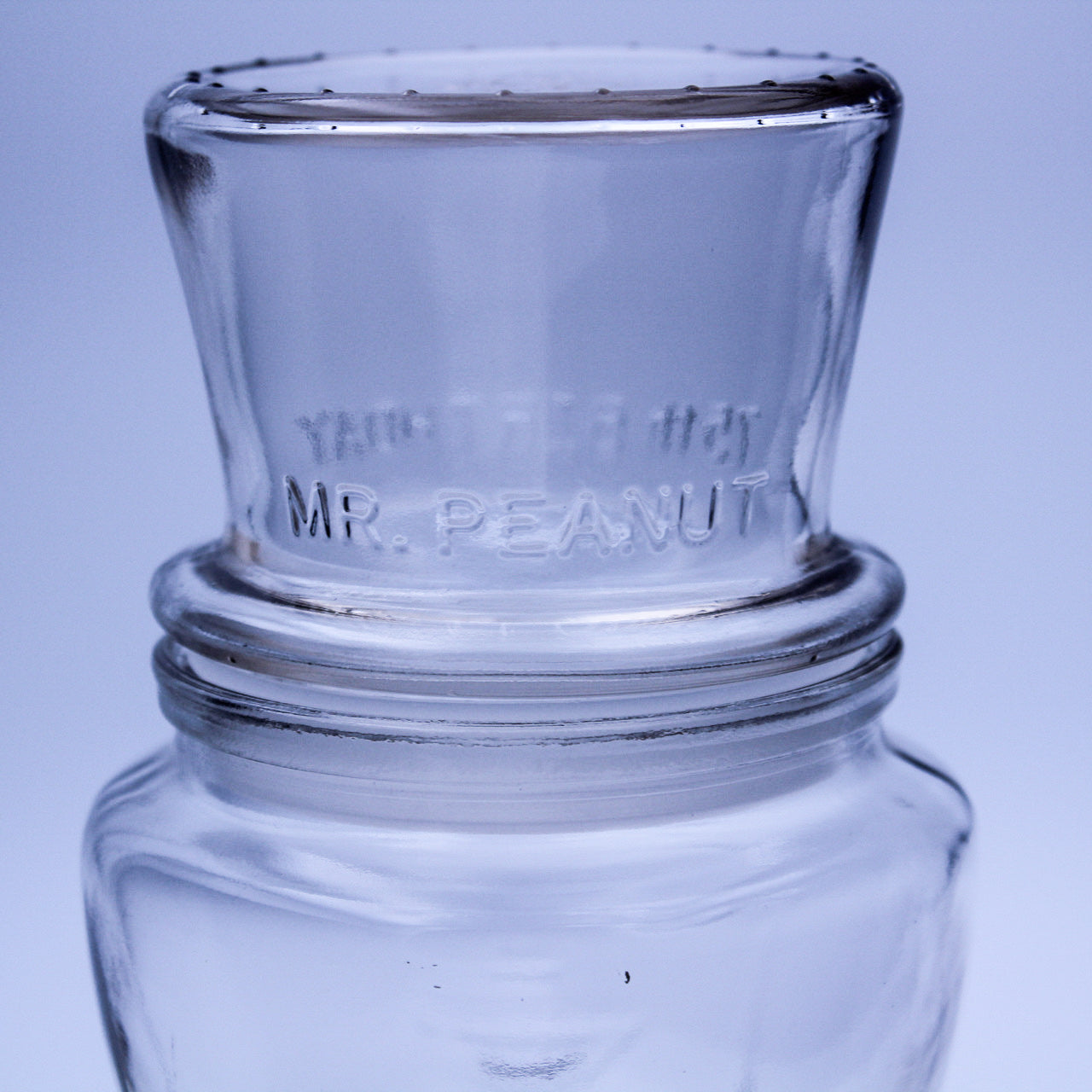 Vintage Planters Mr. Peanut 75th Anniversary Embossed Glass Jar w/Lid