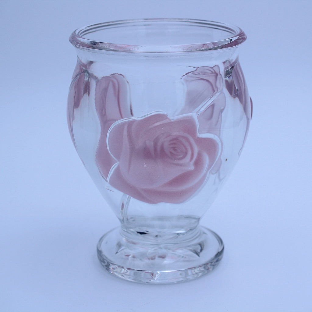 French Art Crystal Vase with Pink Frosted Roses by Teleflora