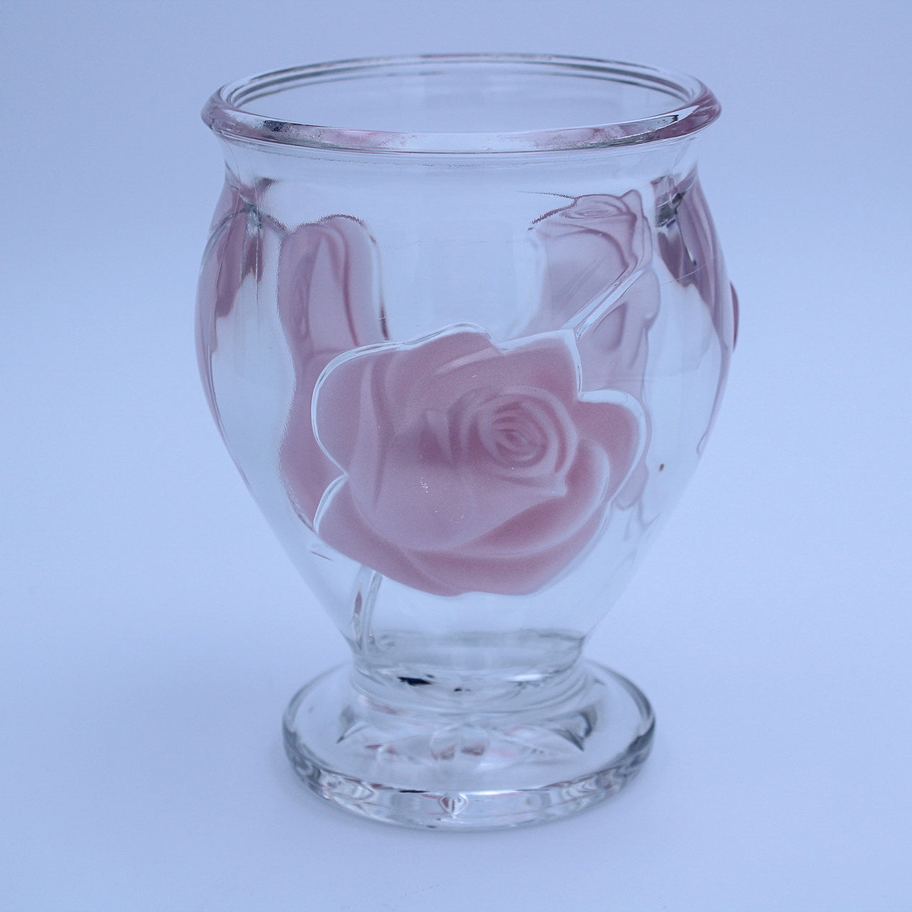 French Art Crystal Vase with Pink Frosted Roses by Teleflora