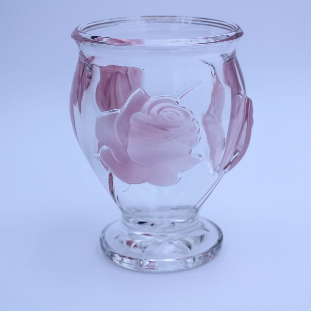 French Art Crystal Vase with Pink Frosted Roses by Teleflora