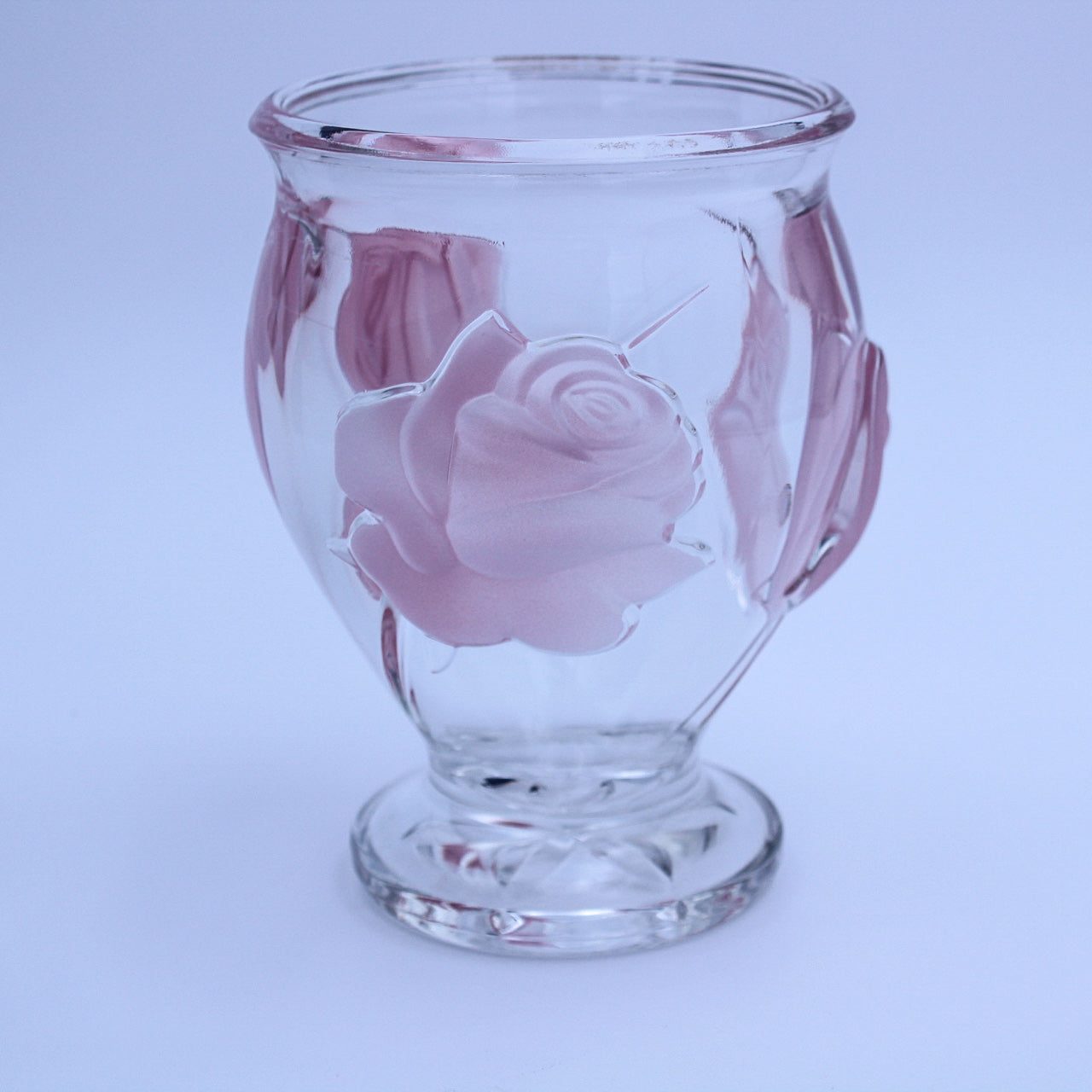 French Art Crystal Vase with Pink Frosted Roses by Teleflora