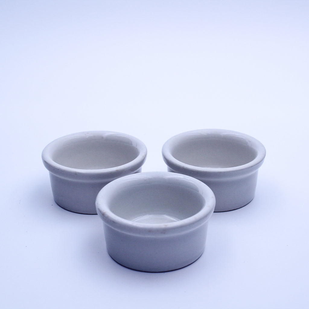 Vintage Hall China #362 White Ramekin Set of 3, 2.5oz, Used