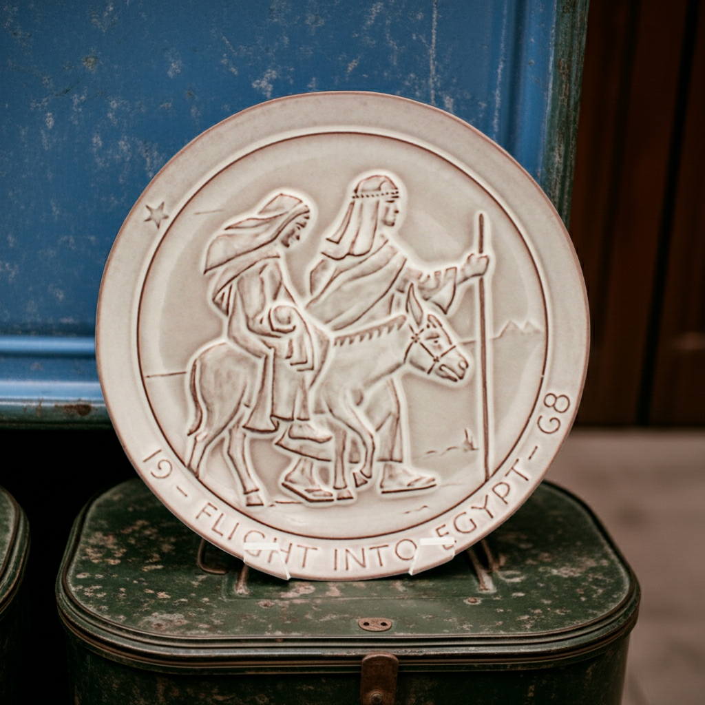 Frankoma 1968 Christmas Plate – Flight Into Egypt by John Frank