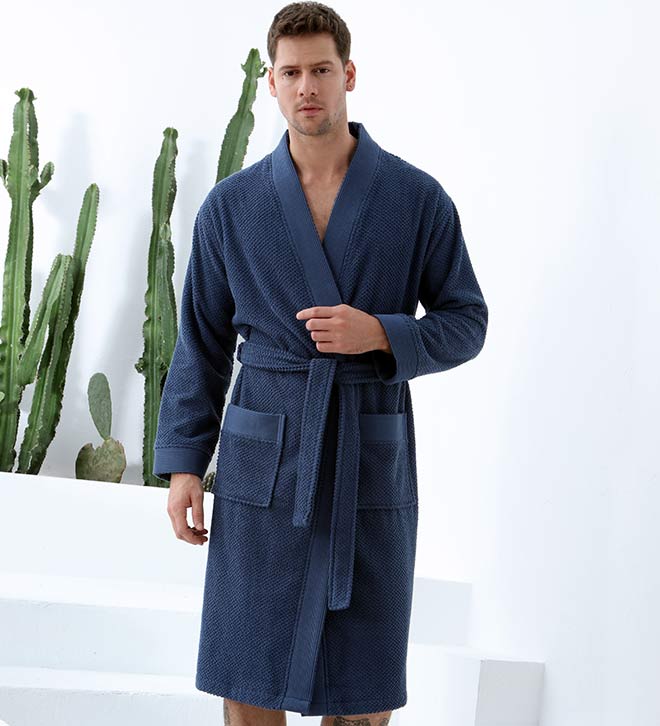 Men's Organic Turkish Terry Cloth Kimono Bathrobe