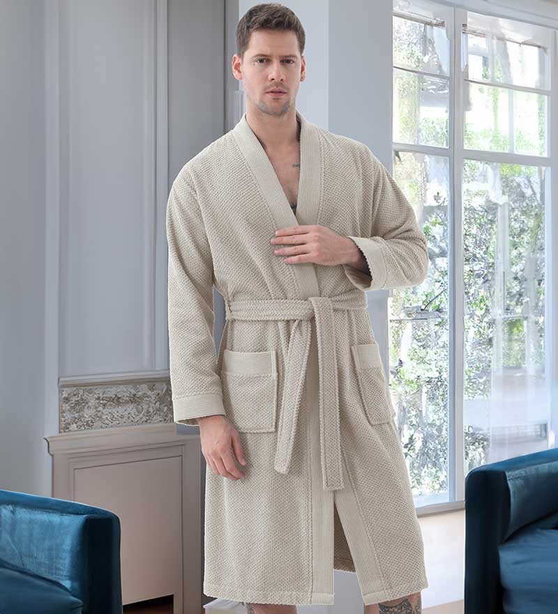 Men's Organic Turkish Terry Cloth Kimono Bathrobe