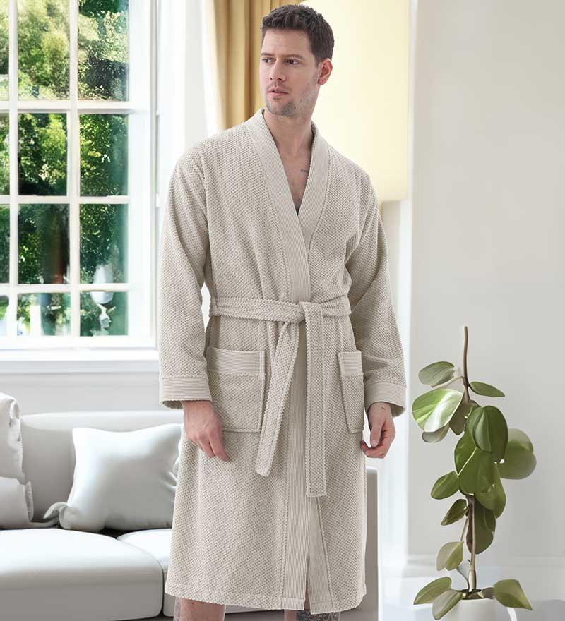 Men's Organic Turkish Terry Cloth Kimono Bathrobe