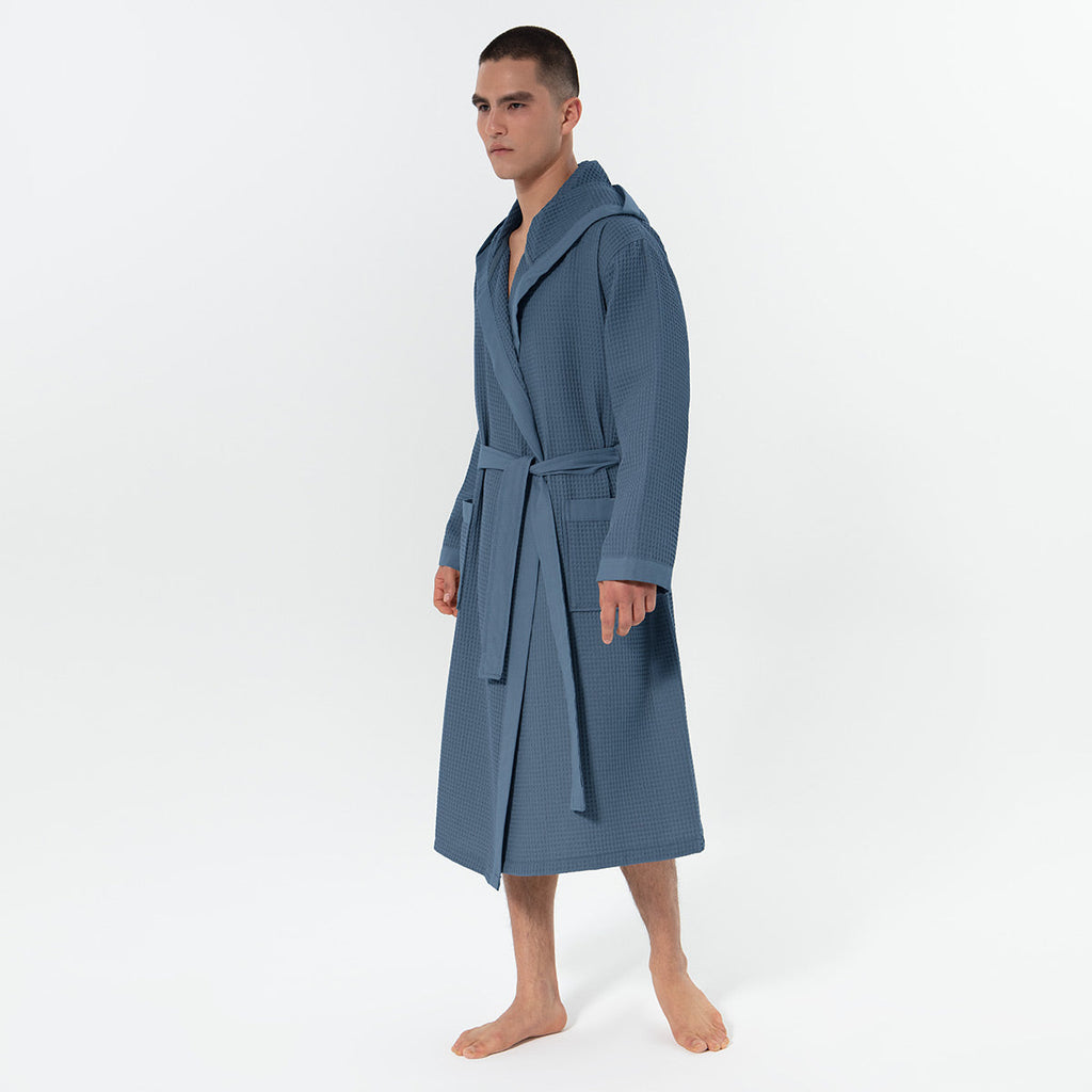 Men's Hooded Turkish Cotton Waffle Robe