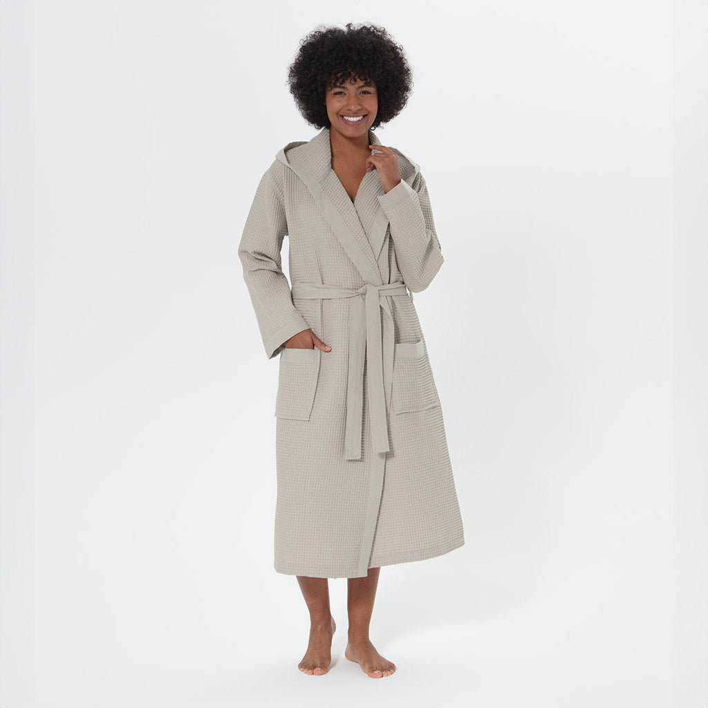 Women’s Turkish Cotton Waffle Hooded Robe