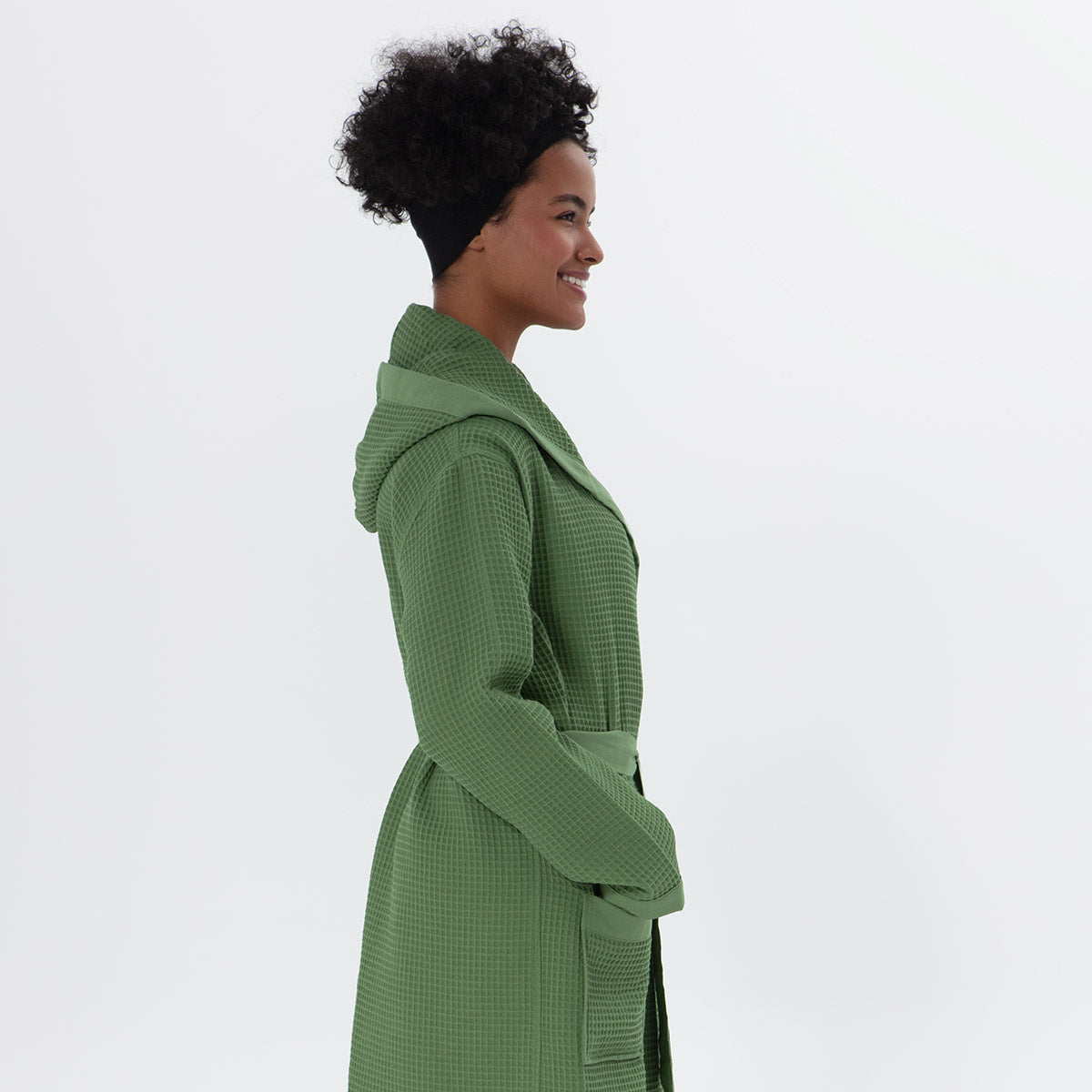 Women’s Turkish Cotton Waffle Hooded Robe