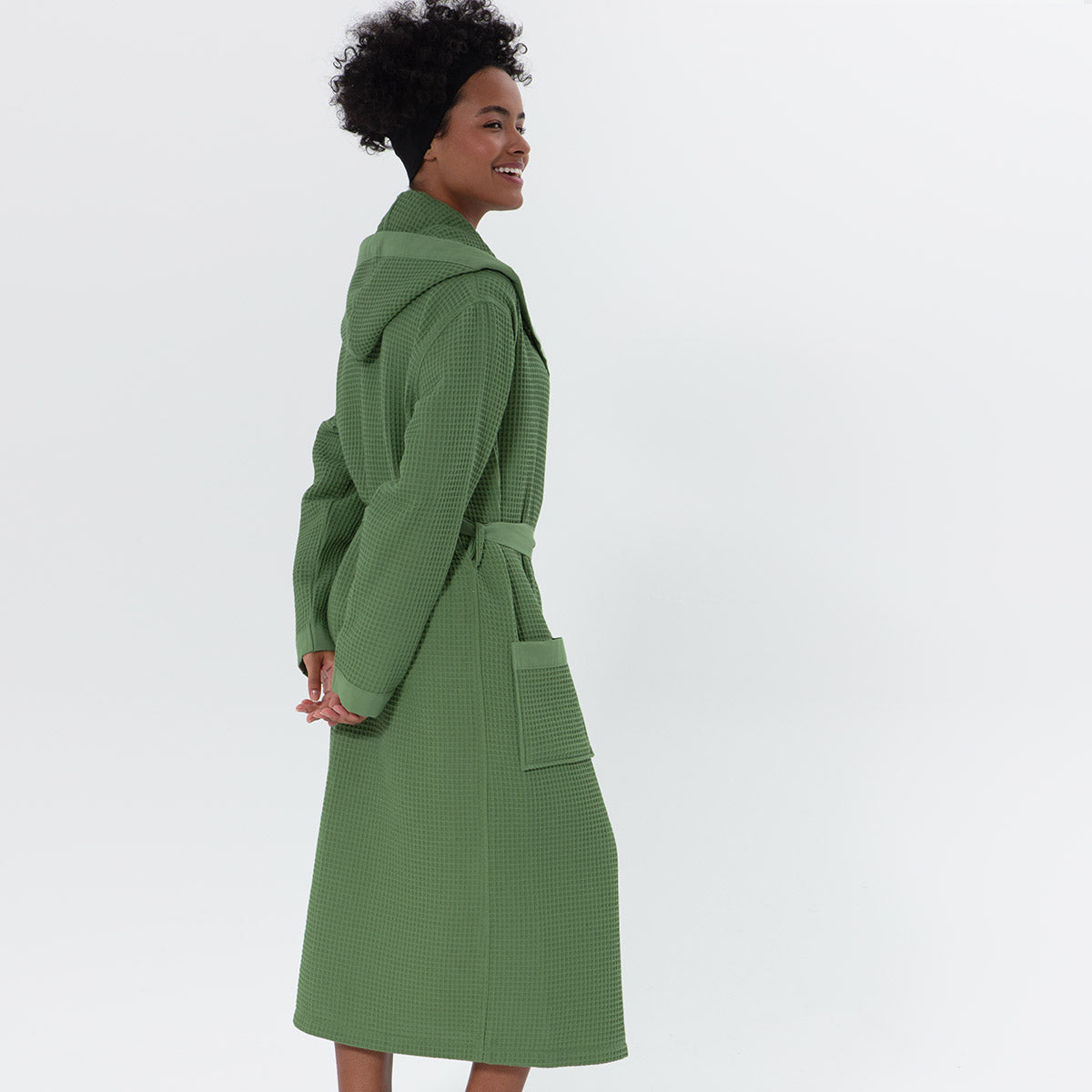 Women’s Turkish Cotton Waffle Hooded Robe