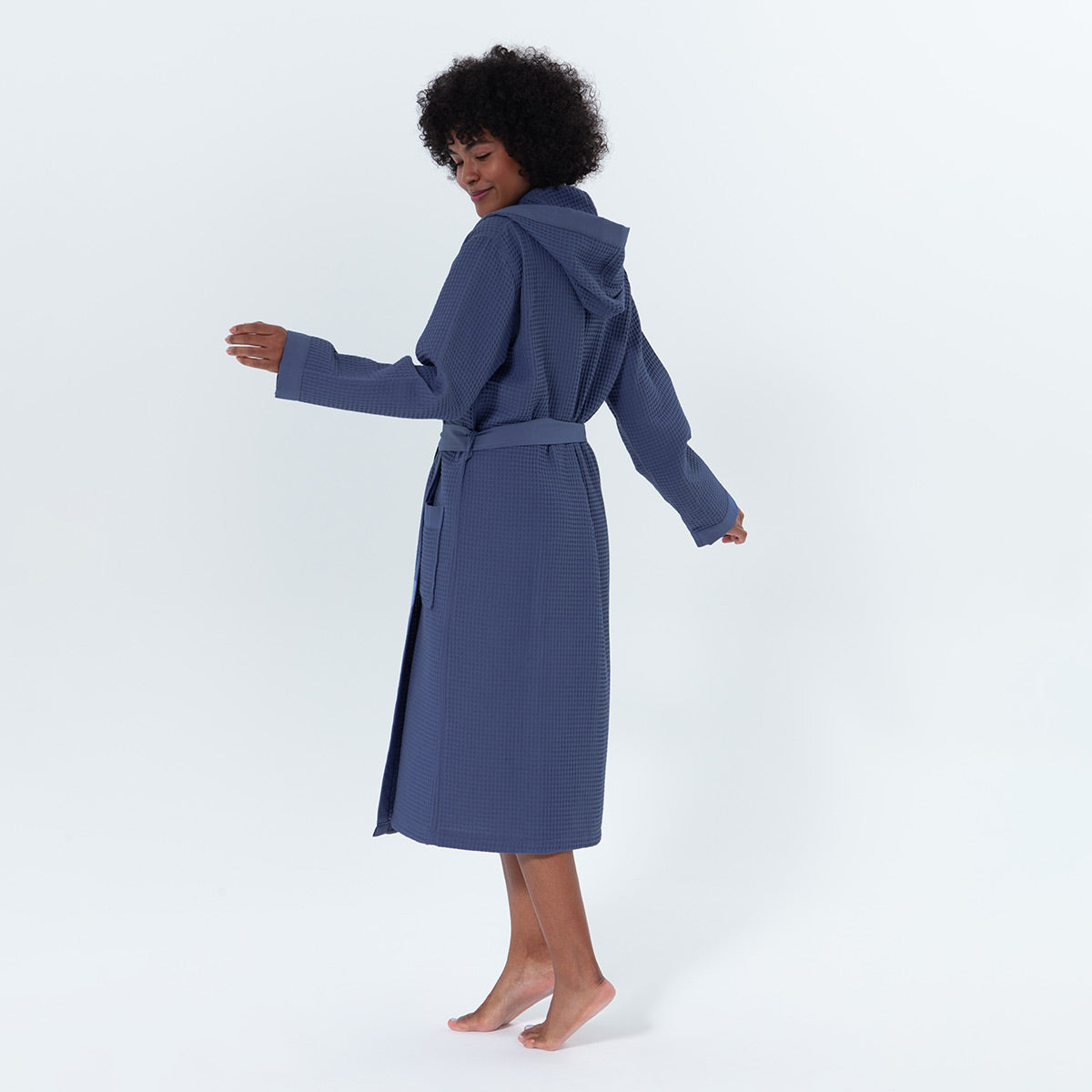 Women’s Turkish Cotton Waffle Hooded Robe