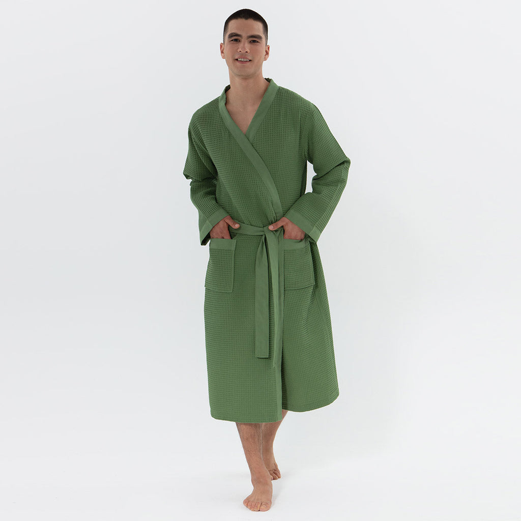 Men's Lightweight Kimono Waffle Spa Robe