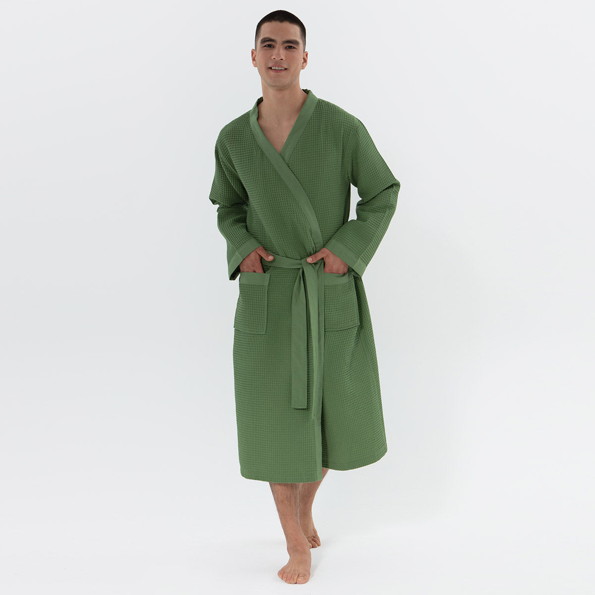 Men's Lightweight Kimono Waffle Spa Robe