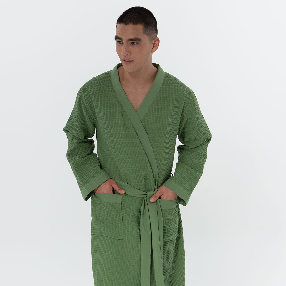 Men's Lightweight Kimono Waffle Spa Robe