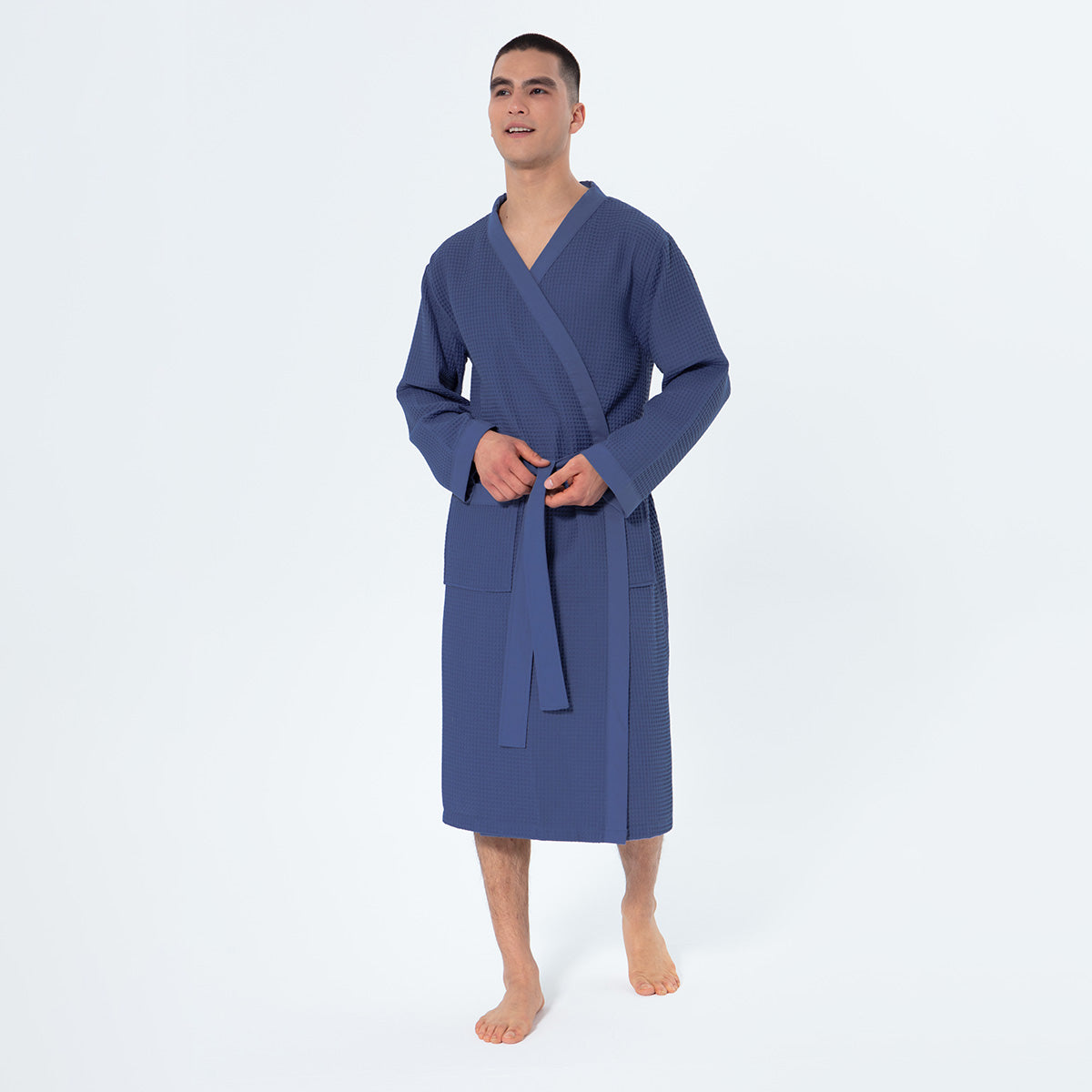 Men's Lightweight Kimono Waffle Spa Robe