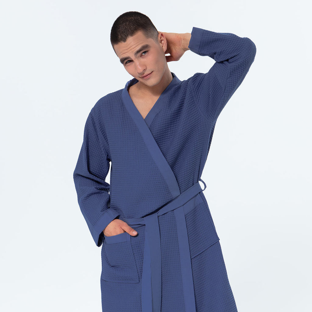 Men's Lightweight Kimono Waffle Spa Robe