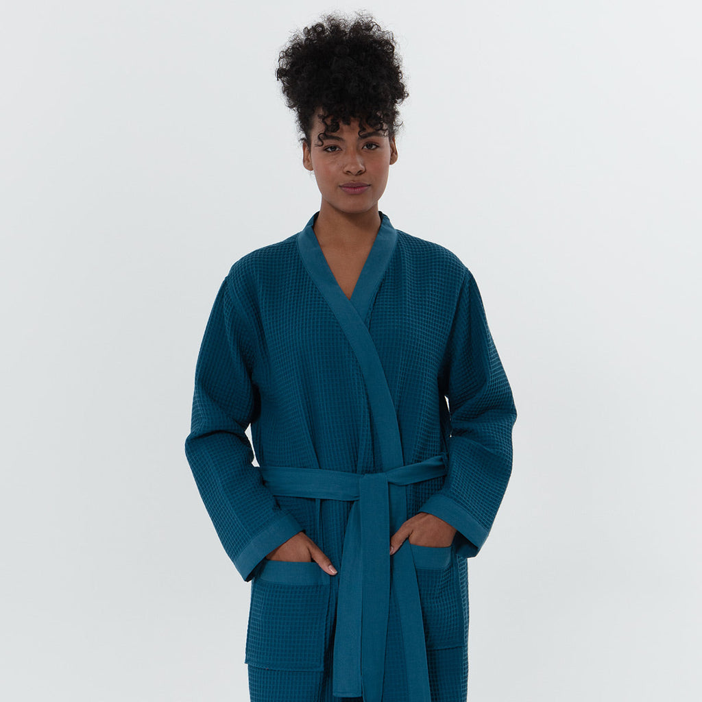 Women’s Lightweight Kimono Waffle Spa Robe
