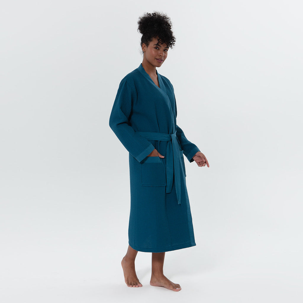 Women’s Lightweight Kimono Waffle Spa Robe