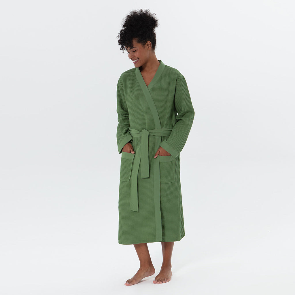 Women’s Lightweight Kimono Waffle Spa Robe
