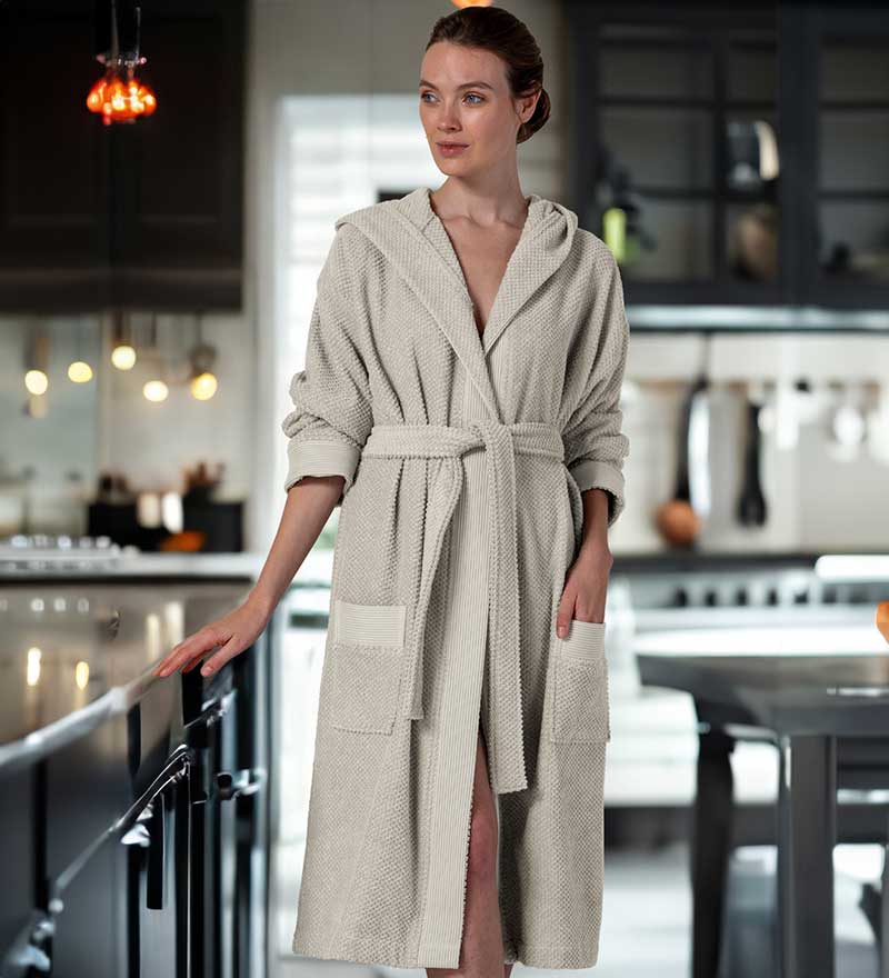 Womens Hooded Turkish Cotton Terry Cloth Robe