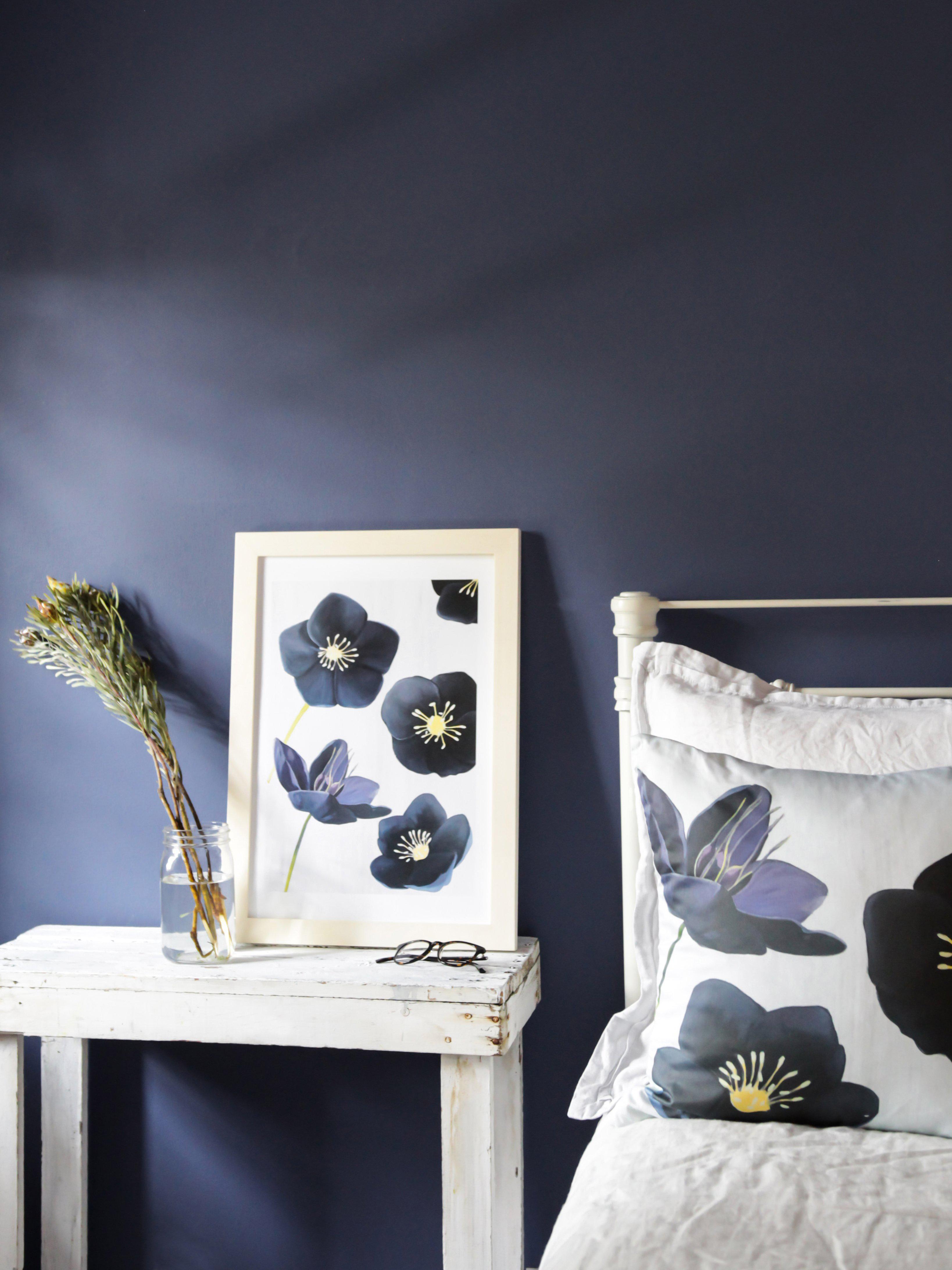 Throw Pillow: Black Hellebore on Snow